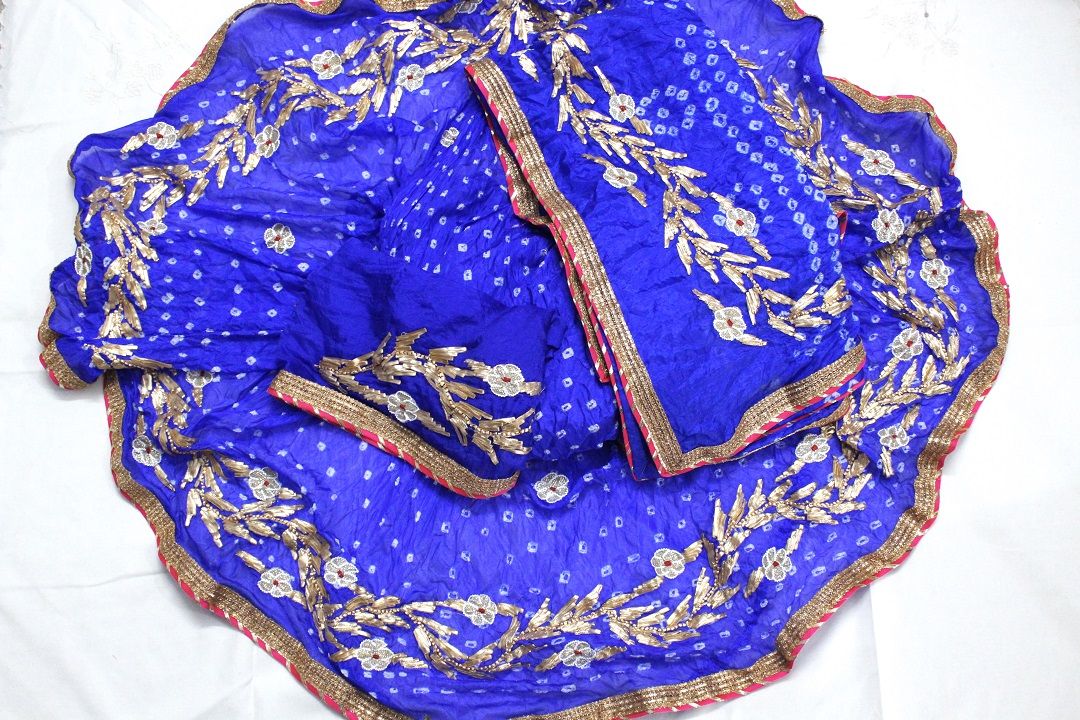 BLUE Bandhani stitched gota patti work lehenga image 6