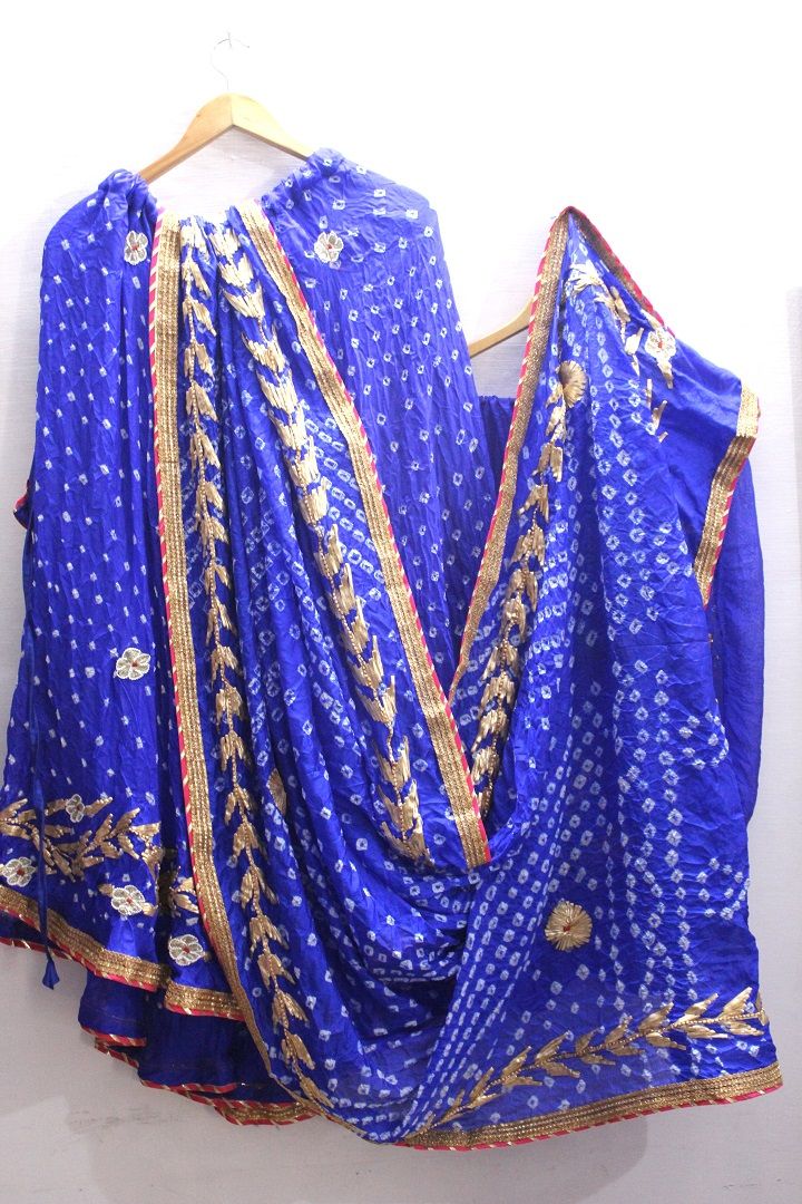 BLUE Bandhani stitched gota patti work lehenga imagw5