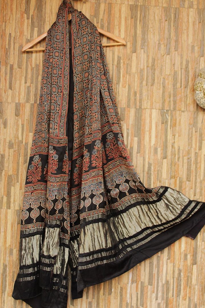 Ajrakh Printed Modal Silk Dupatta