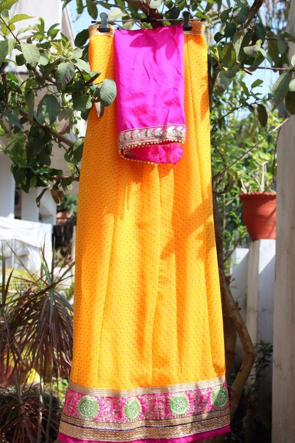 YELLOW COLOUR Georgette lehenga with gota patti work with blouse and dupatta image 2