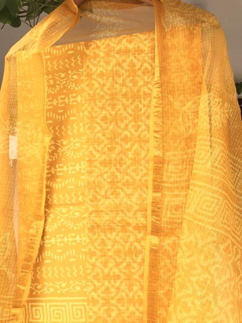 Sunshine Woman Kota Doria Suit Set Block Printed