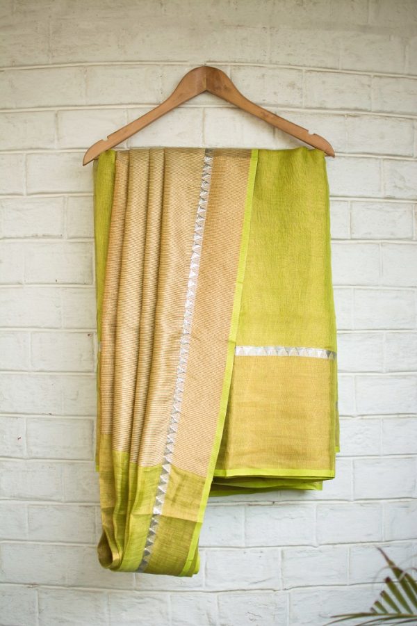 Tissue Linen Saree - Green