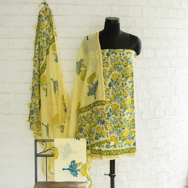 Milan Yellow Chanderi Silk Suit