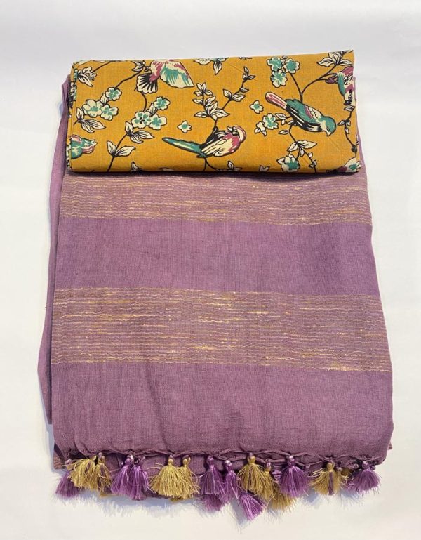 Birdy Purple Cotton Saree
