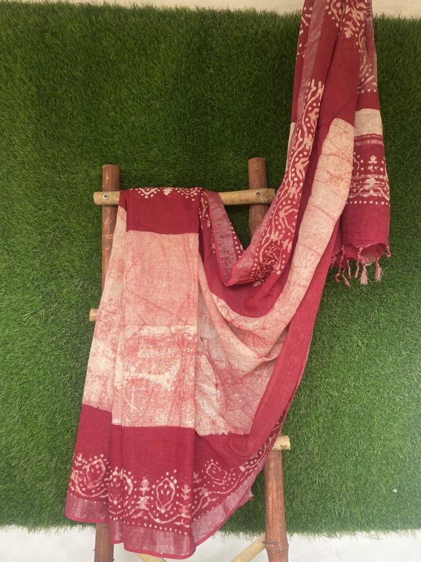 Passionately Red - Cotton Linen Saree