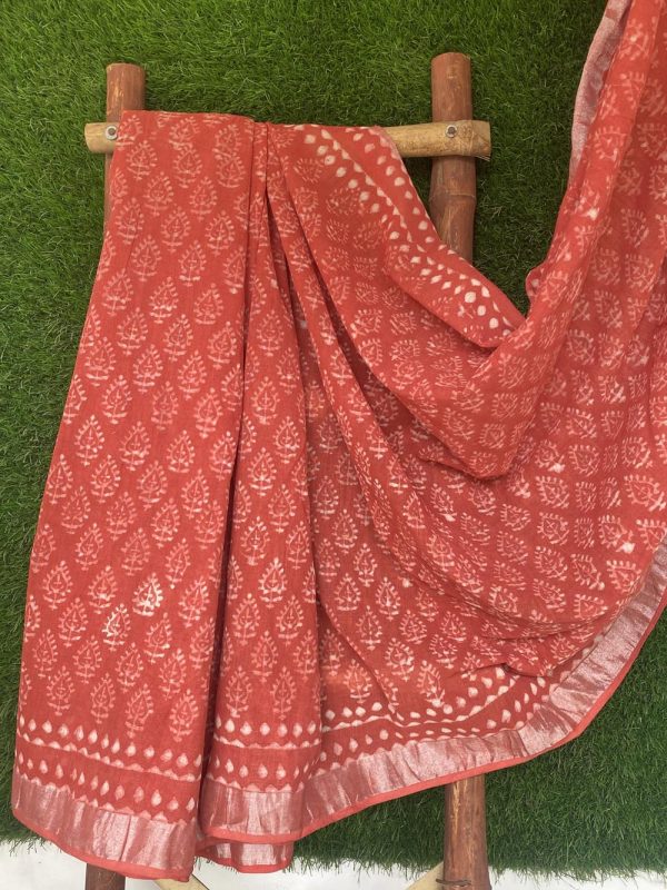 Red Revival - Cotton Linen Saree
